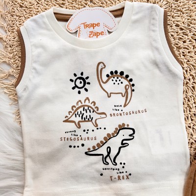 Conj. Regata Stegosaurus e Bermuda em Moletinho - Areia